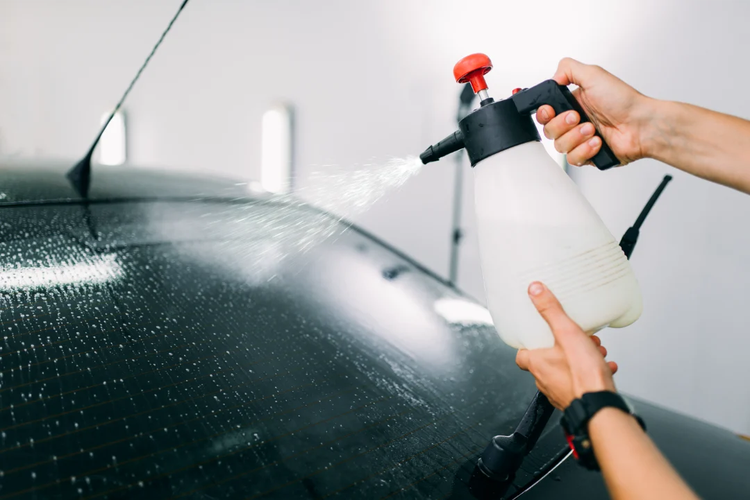 Sedan with freshly installed window tint